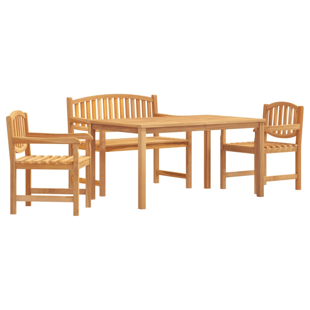 4-Delige Tuinset Massief Teakhout 1 150 cm tafellengte 2x chair + bench + table