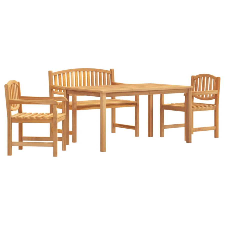 4-Delige Tuinset Massief Teakhout 1 150 cm tafellengte 2x chair + bench + table