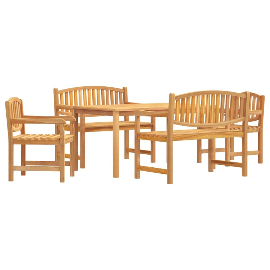 5-Delige Tuinset Massief Teakhout 1 150 cm tafellengte 2x chair + 2x bench + table