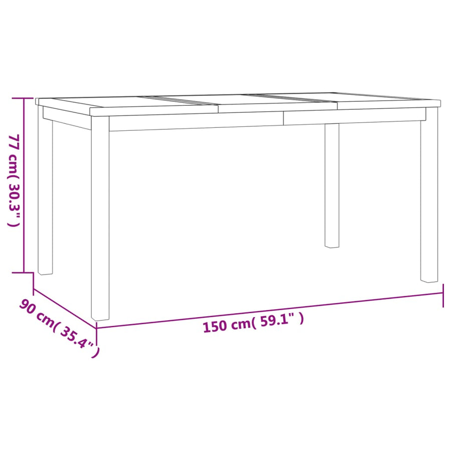 5-Delige Tuinset Massief Teakhout 1 150 cm tafellengte 2x chair + 2x bench + table