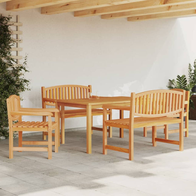 5-Delige Tuinset Massief Teakhout 1 150 cm tafellengte 2x chair + 2x bench + table