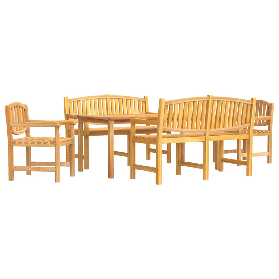 5-Delige Tuinset Massief Teakhout 180 cm tafellengte 2x chair + 2x bench + table
