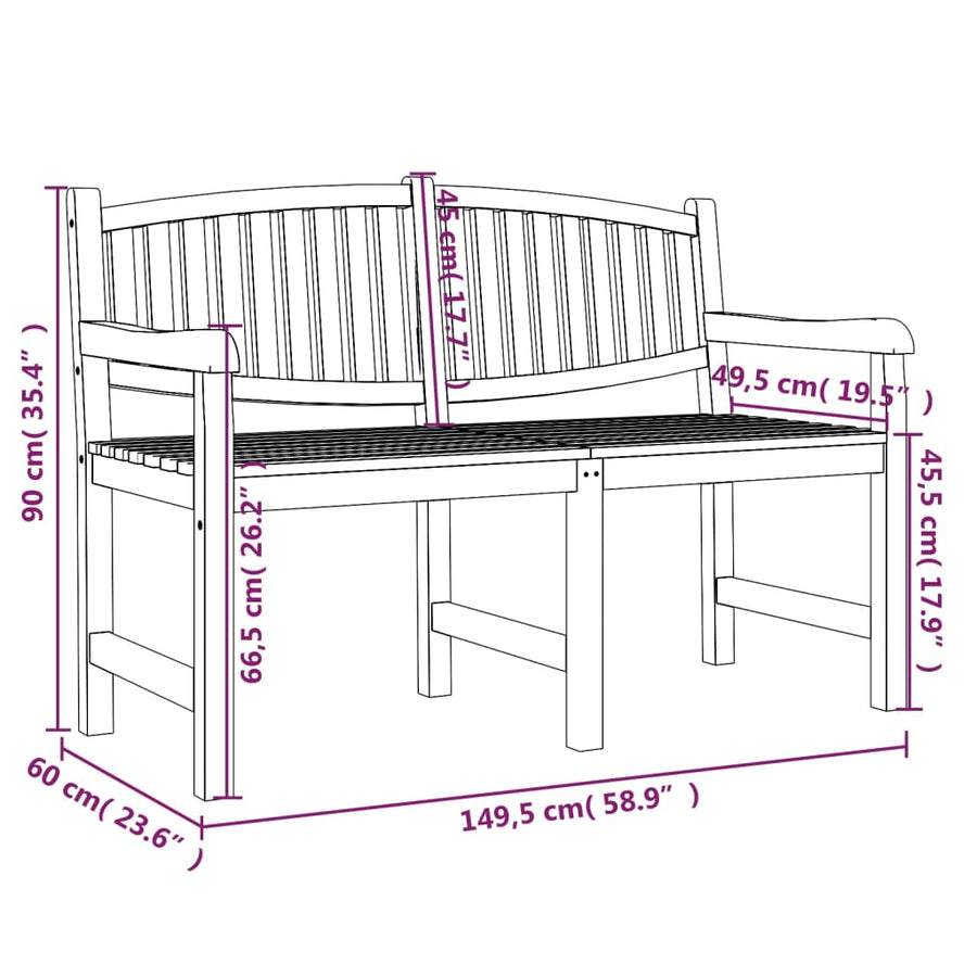 5-Delige Tuinset Massief Teakhout 180 cm tafellengte 2x chair + 2x bench + table