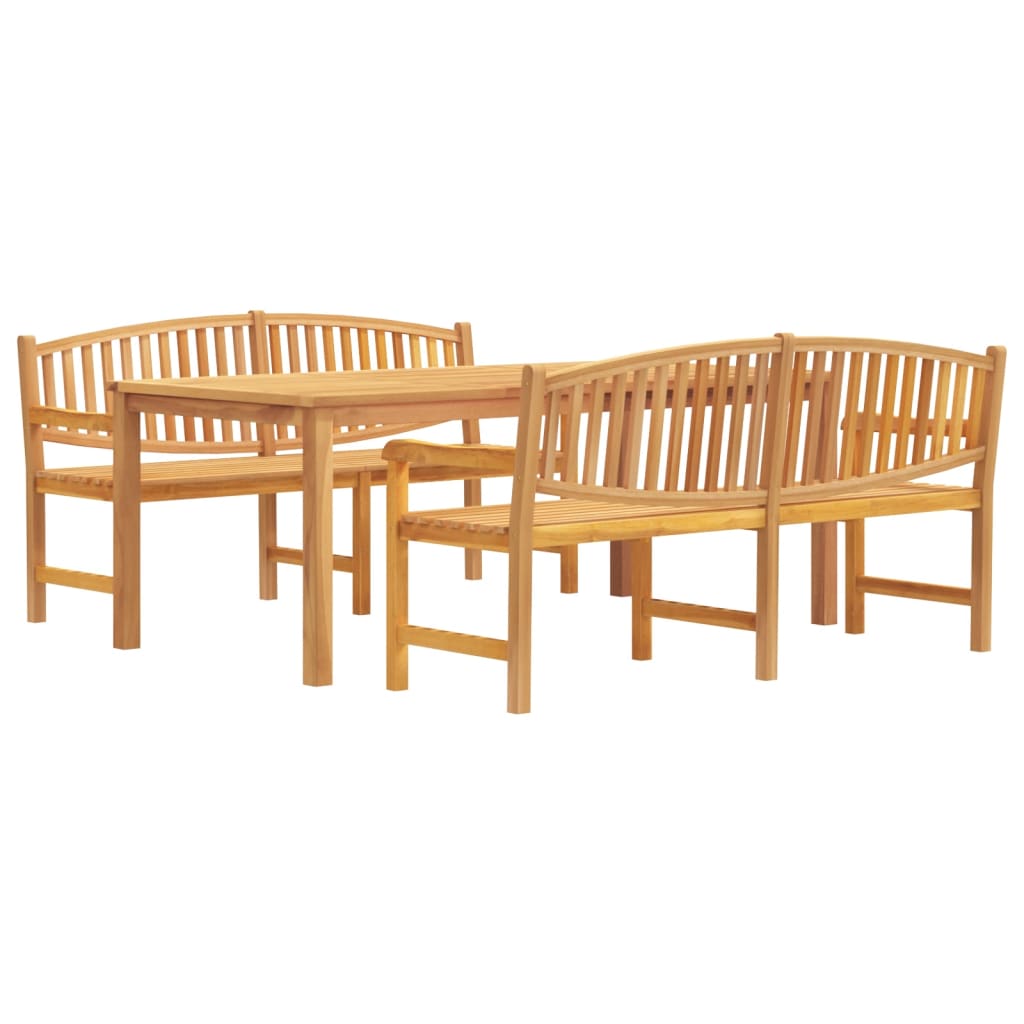 3-Delige Tuinset Massief Teakhout 1 200 cm tafellengte 2x Bank + Tafel
