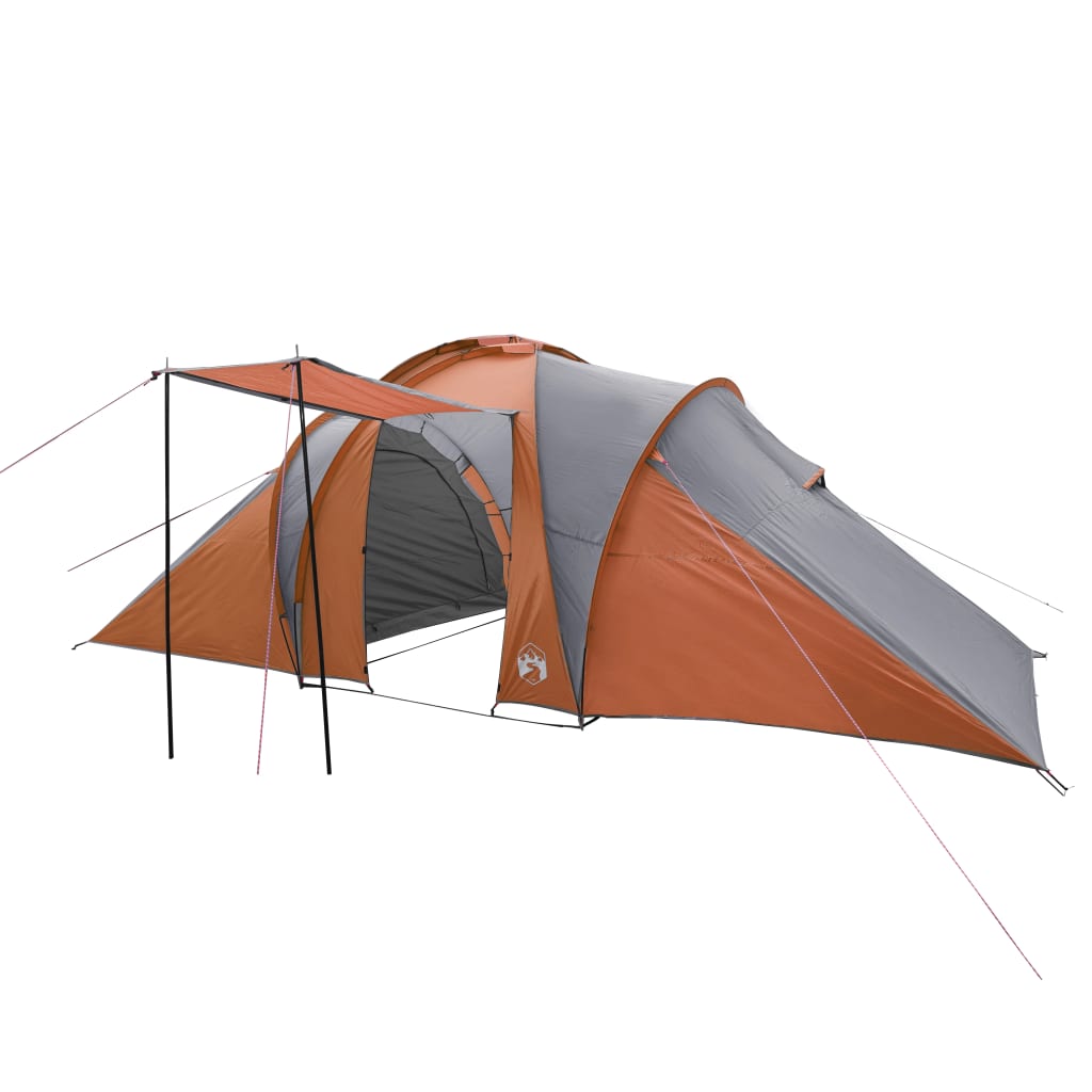 Tent 6-Persoons 576X238X193 Cm 185T Taft Grijs En Oranje