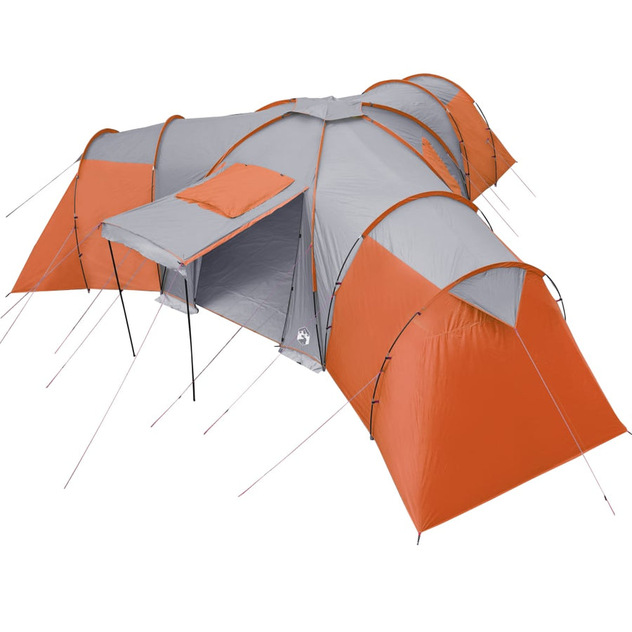 Tent 12-Persoons 840X720X200 Cm 185T Taft Grijs En Oranje