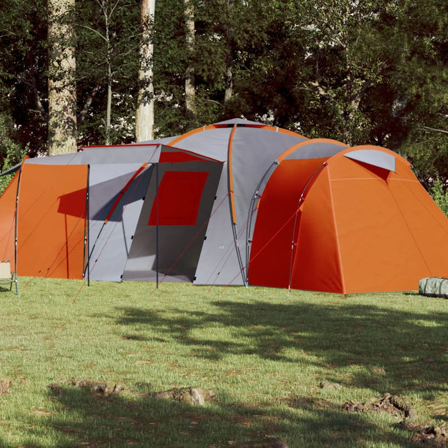 Tent 12-Persoons 840X720X200 Cm 185T Taft Grijs En Oranje