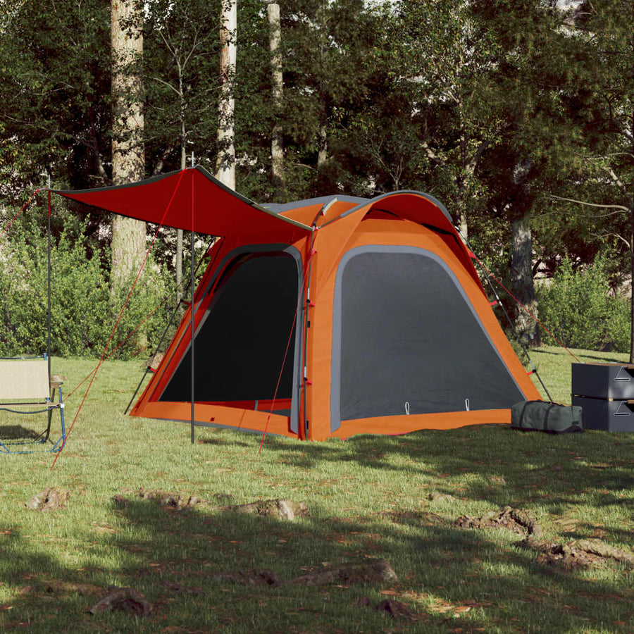 Tent 4-Persoons 240X221X160 Cm 185T Taft Grijs En Oranje