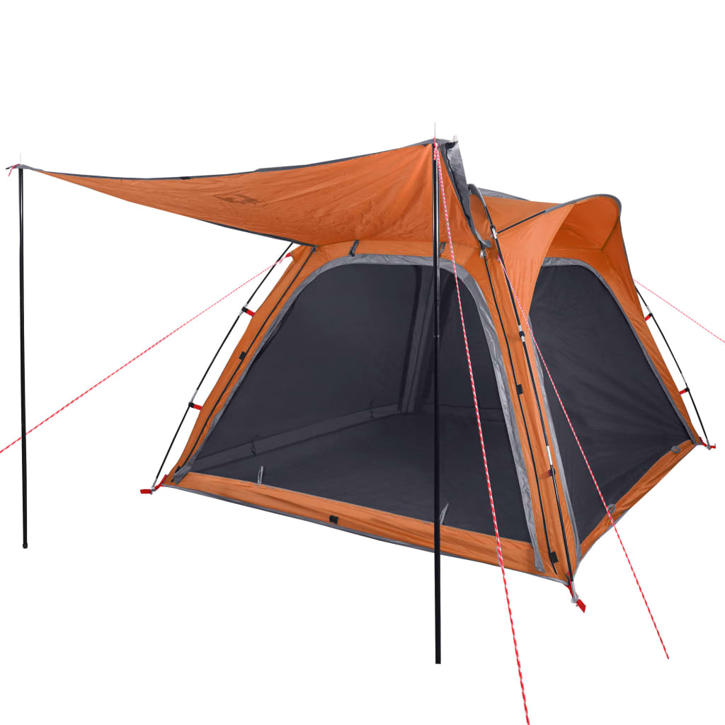 Tent 4-Persoons 240X221X160 Cm 185T Taft Grijs En Oranje