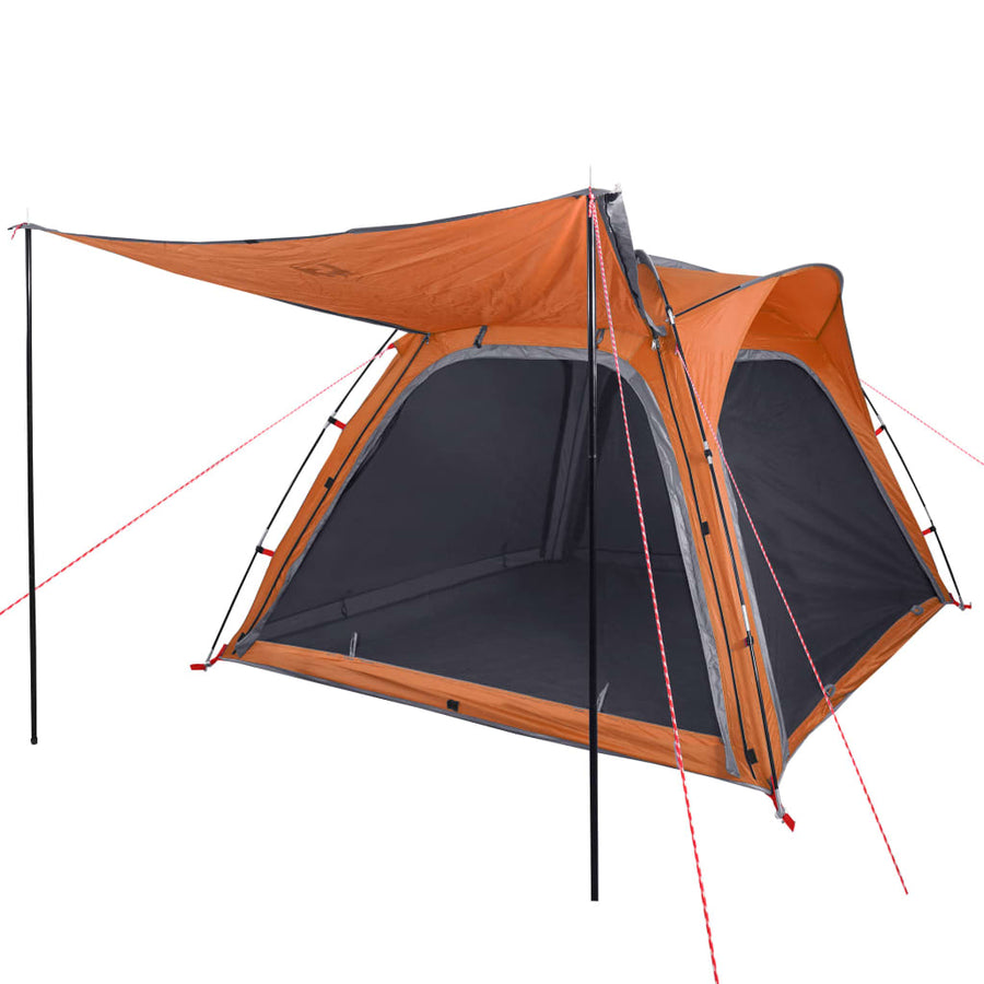 Tent 4-Persoons 240X221X160 Cm 185T Taft Grijs En Oranje