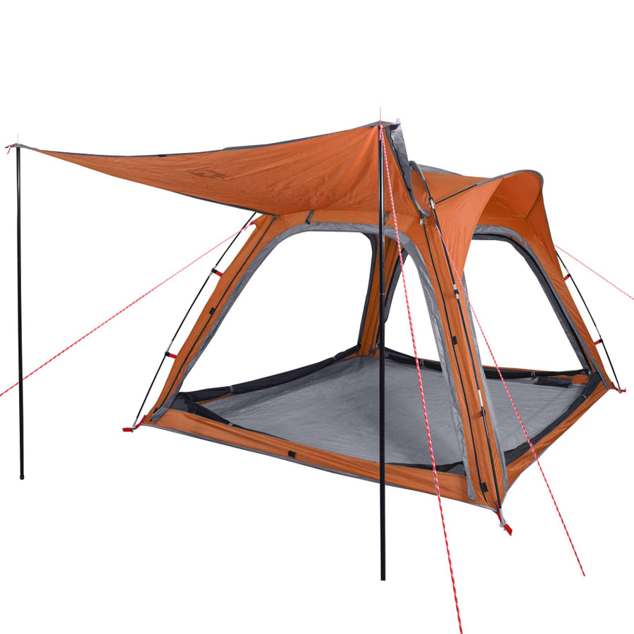 Tent 4-Persoons 240X221X160 Cm 185T Taft Grijs En Oranje