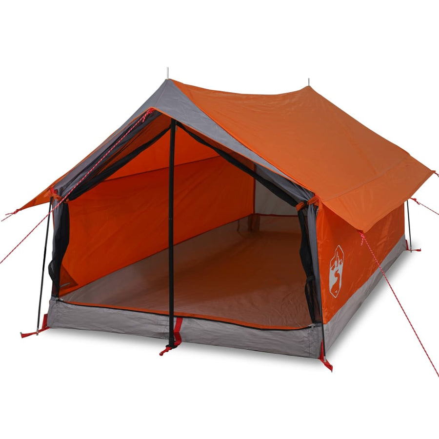 Tent 2-Persoons 193X122X96 Cm 185T Taft Grijs En Oranje