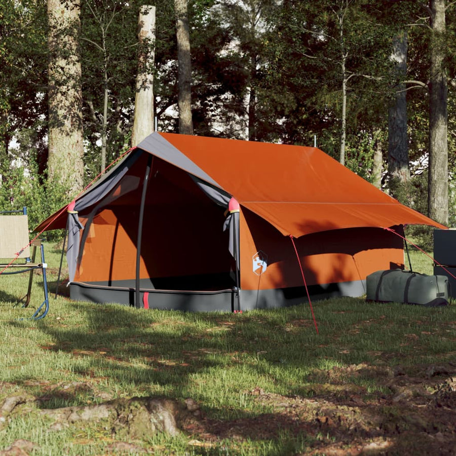 Tent 2-Persoons 193X122X96 Cm 185T Taft Grijs En Oranje
