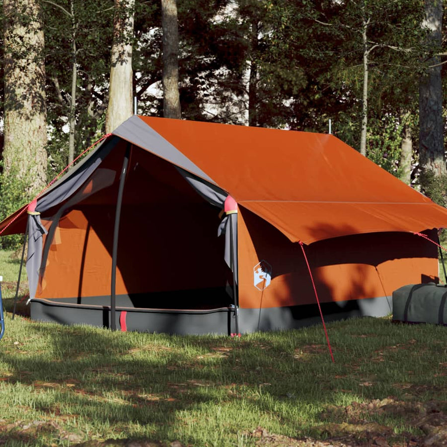 Tent 2-Persoons 193X122X96 Cm 185T Taft Grijs En Oranje