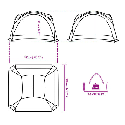 Partytent 360X360X215 Cm 185T Taft Wit