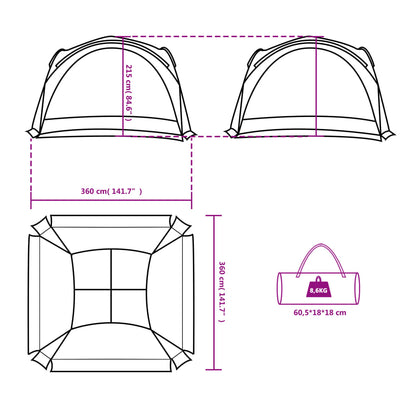 Partytent 360X360X215 Cm 185T Taft Groen