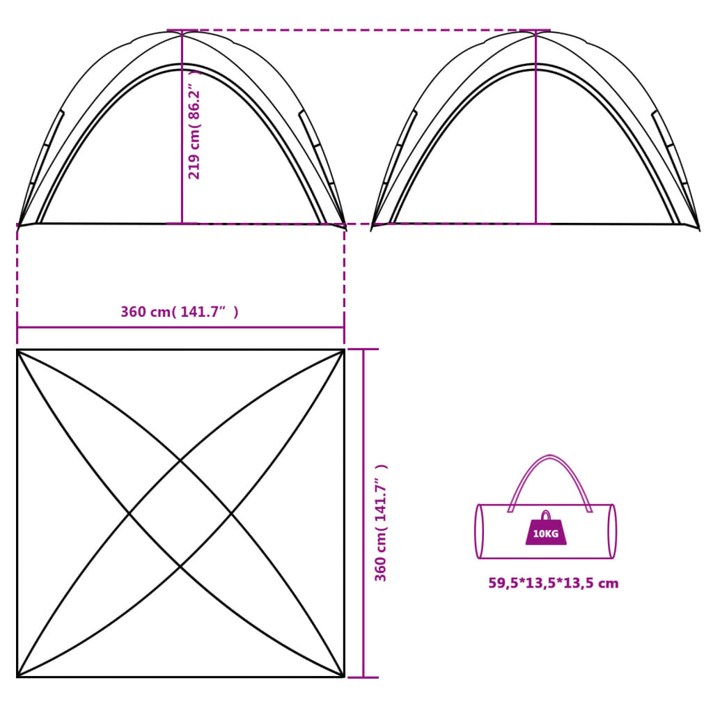 Partytent 360X360X219 Cm 190T Taft Blauw