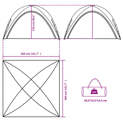 Partytent 360X360X219 Cm 190T Taft Blauw