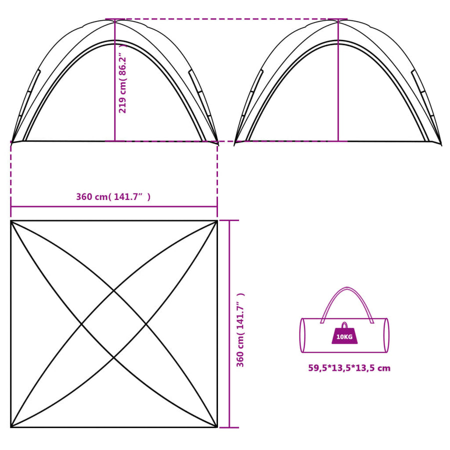 Partytent 360X360X219 Cm 190T Taft Blauw