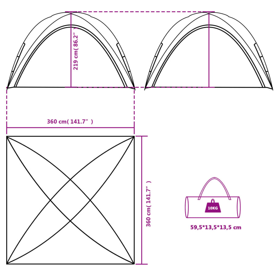 Partytent 360X360X219 Cm 190T Taft Groen