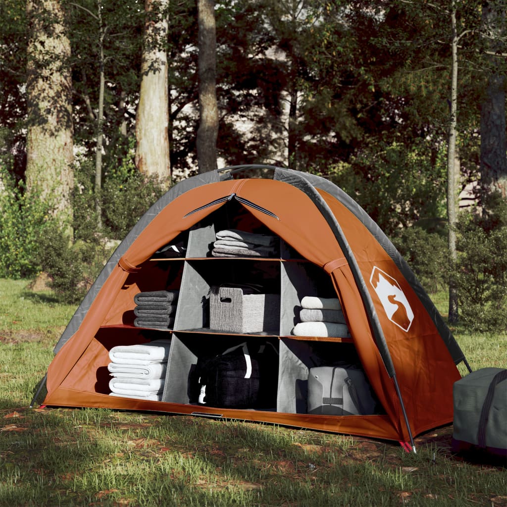 Opbergtent 9 Vakken 125X50X68 Cm 185T Taft Grijs En Oranje