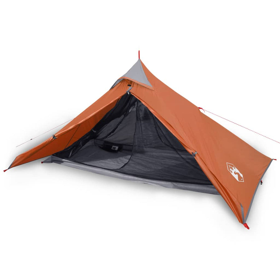 Tent 1-Persoons 255X153X130 Cm 185T Taft Grijs En Oranje