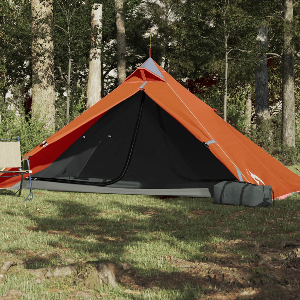 Tent 1-Persoons 255X153X130 Cm 185T Taft Grijs En Oranje