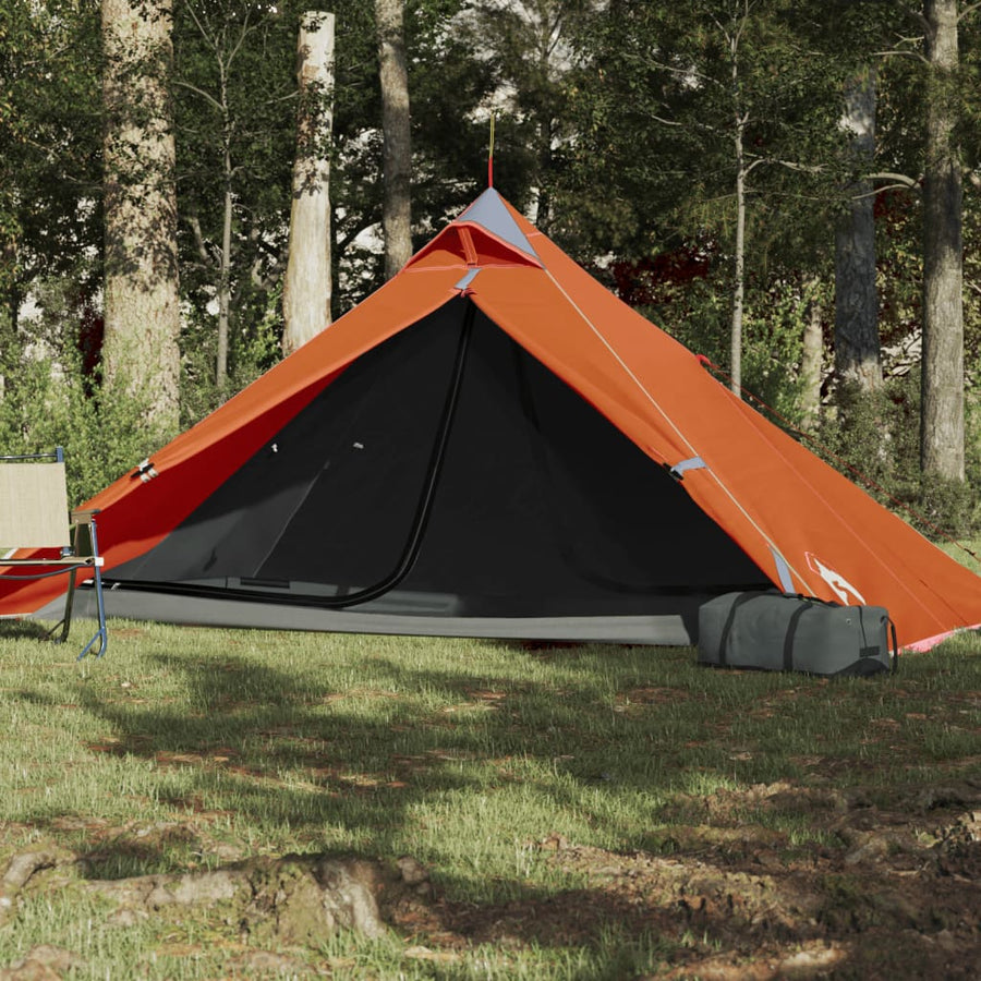 Tent 1-Persoons 255X153X130 Cm 185T Taft Grijs En Oranje