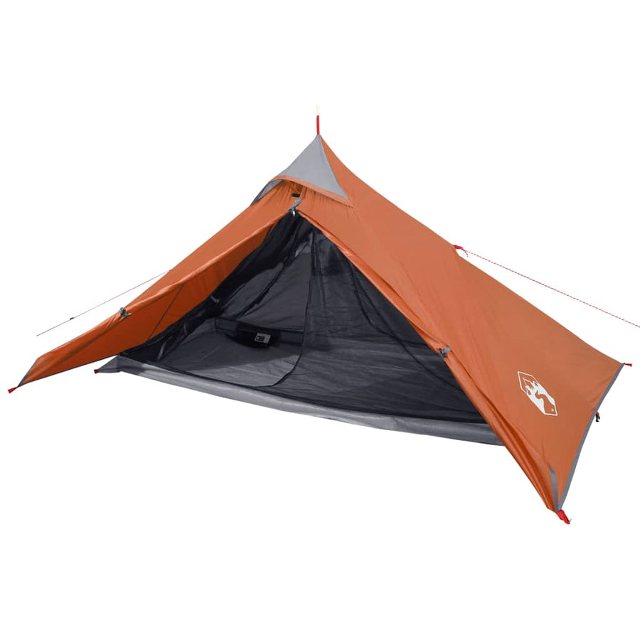 Tent 1-Persoons 255X153X130 Cm 185T Taft Grijs En Oranje