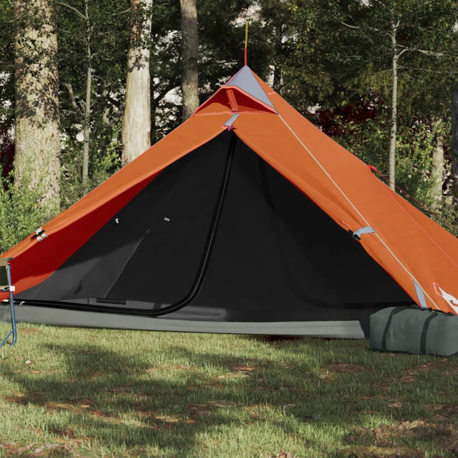 Tent 1-Persoons 255X153X130 Cm 185T Taft Grijs En Oranje