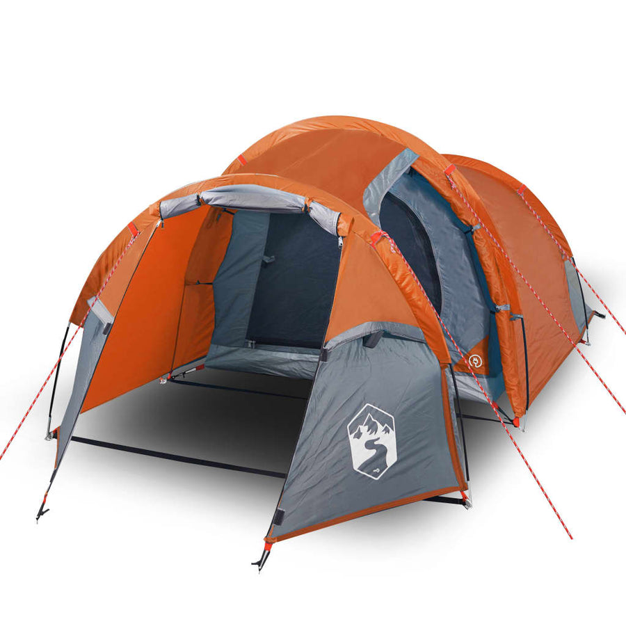 Tent 3-Persoons 370X85X6 Cm 85T Taft Grijs En Oranje 370 x 180 x 116 cm orange
