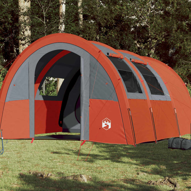 Tent 4-Persoons 483X340X193 Cm 185T Taft Grijs En Oranje