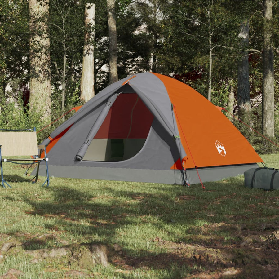 Tent 3-Persoons 240X217X120 Cm 190T Taft Grijs En Oranje