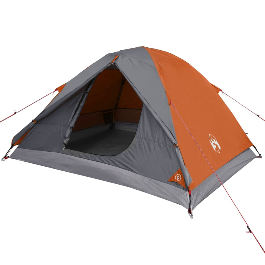 Tent 3-Persoons 240X217X120 Cm 190T Taft Grijs En Oranje