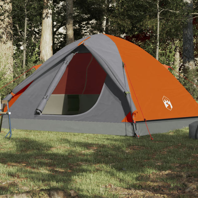 Tent 3-Persoons 240X217X120 Cm 190T Taft Grijs En Oranje