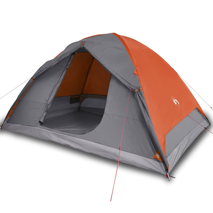 Tent 6-Persoons 348X340X190 Cm 190T Taft Grijs En Oranje