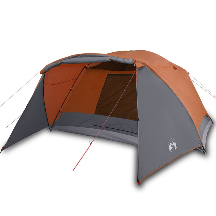 Tent 4-Persoons 350X280X155 Cm 190T Taft Grijs En Oranje