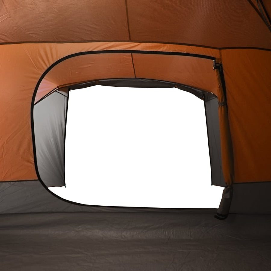 Tent 4-Persoons 350X280X155 Cm 190T Taft Grijs En Oranje