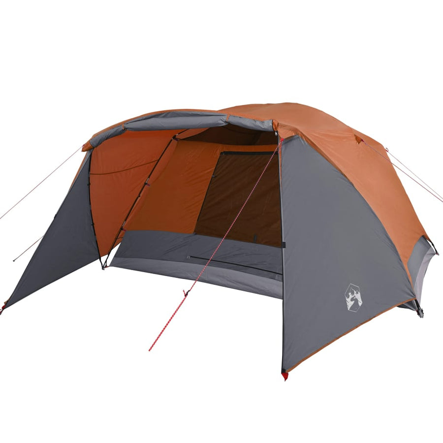 Tent 4-Persoons 350X280X155 Cm 190T Taft Grijs En Oranje