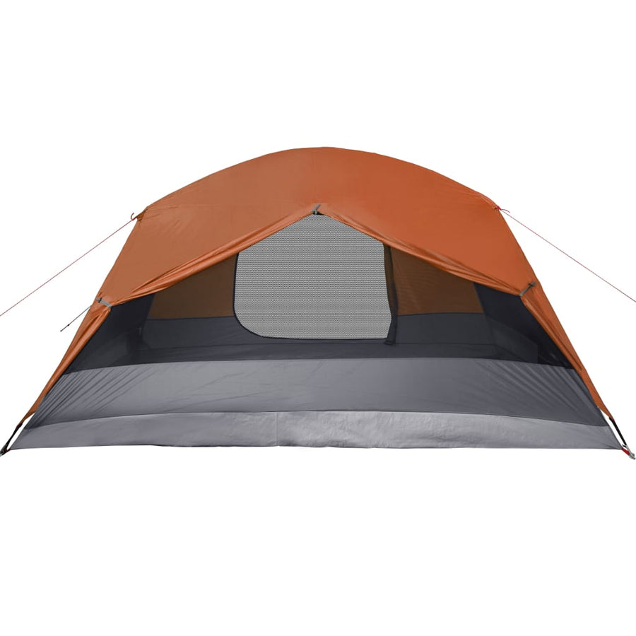 Tent 4-Persoons 350X280X155 Cm 190T Taft Grijs En Oranje