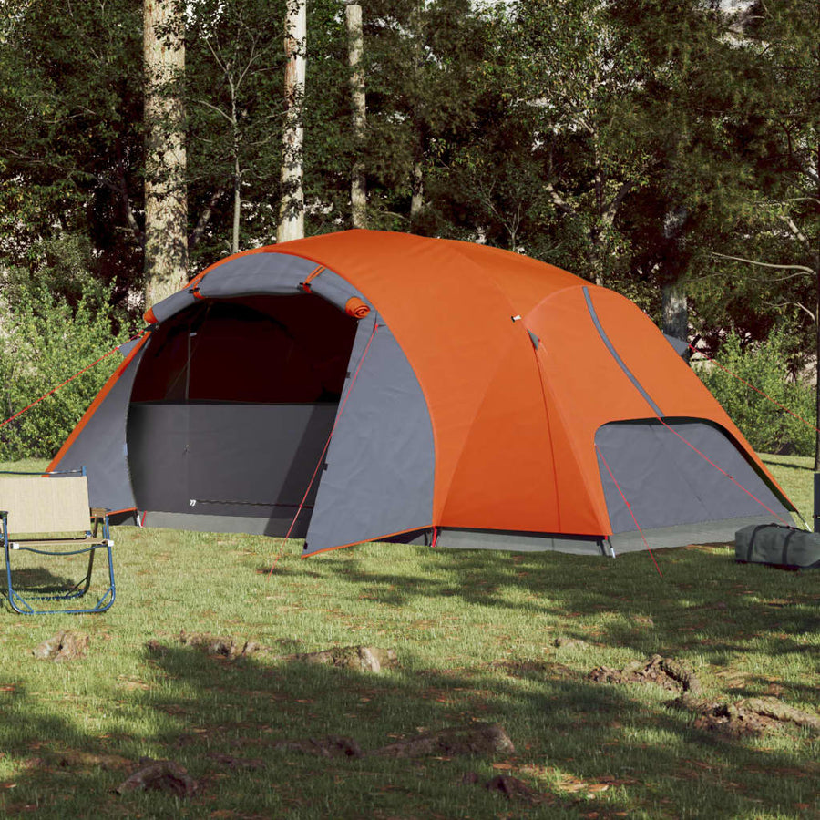 Tent 8-Persoons 360X430X195 Cm 190T Taft Grijs En Oranje