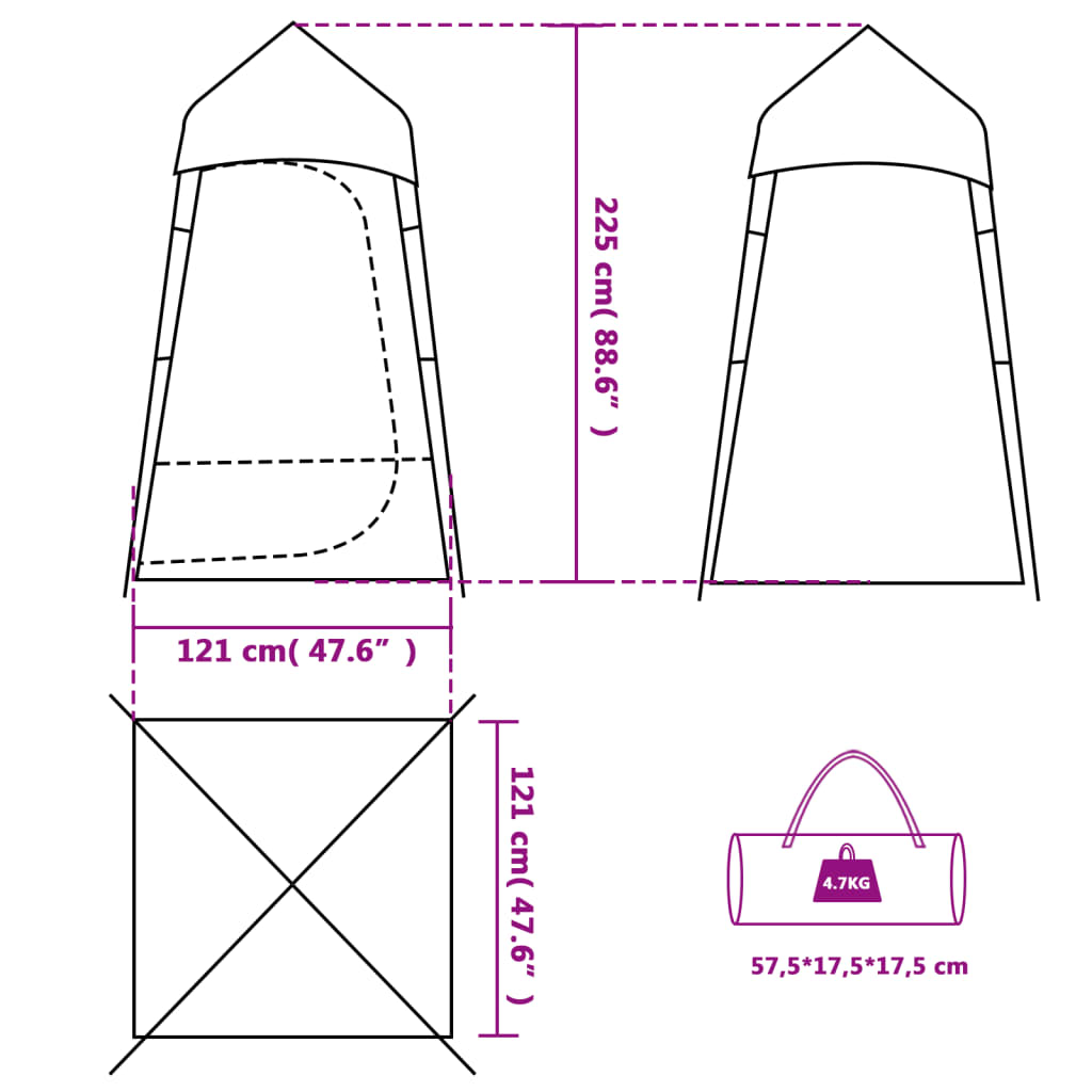 Privacytent 121X121X225 Cm 190T Taft Groen
