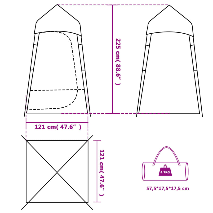 Privacytent 121X121X225 Cm 190T Taft Groen