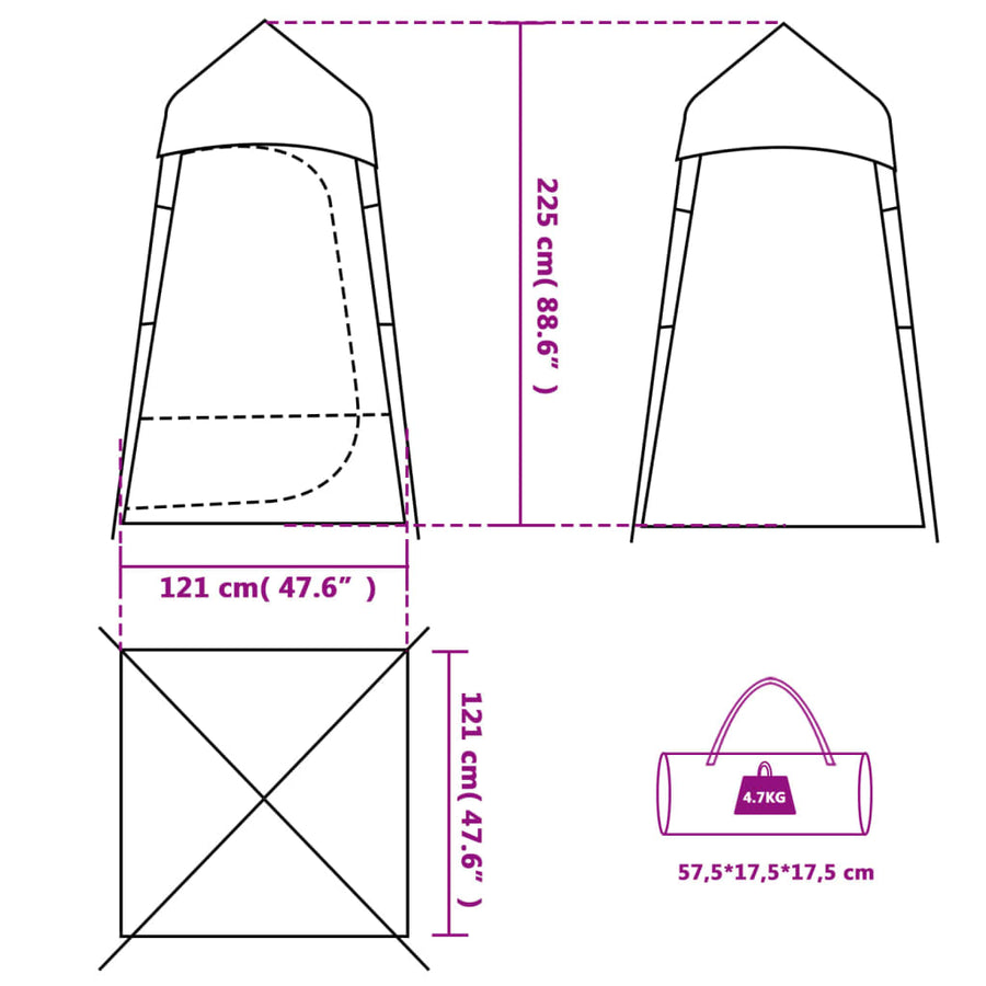 Privacytent 121X121X225 Cm 190T Taft Grijs En Oranje