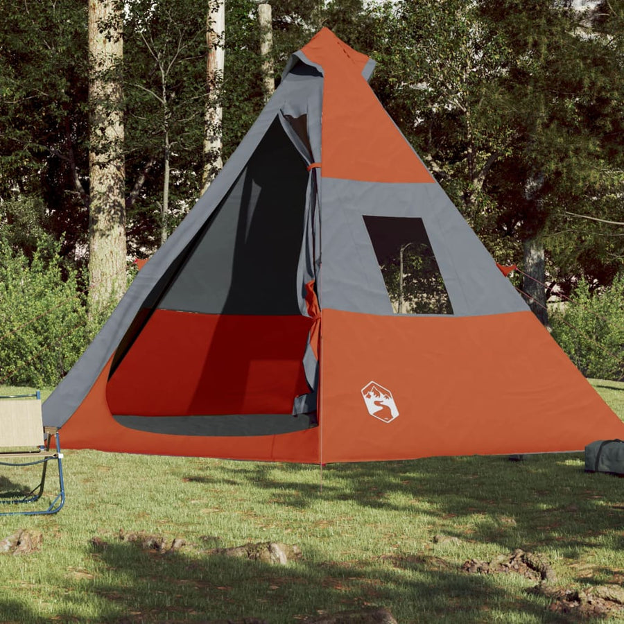 Tent 7-Persoons 350X350X280 Cm 185T Taft Grijs En Oranje