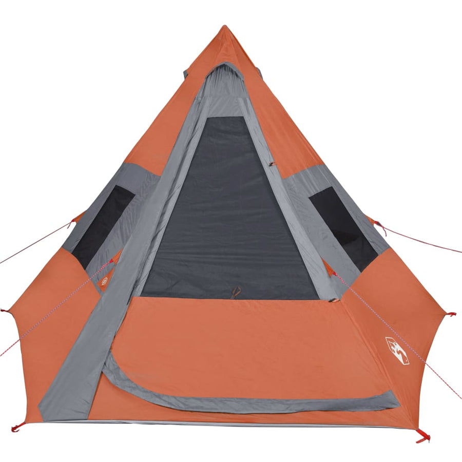 Tent 7-Persoons 350X350X280 Cm 185T Taft Grijs En Oranje