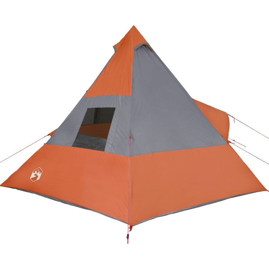 Tent 7-Persoons 350X350X280 Cm 185T Taft Grijs En Oranje