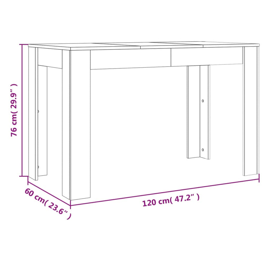 Eettafel 120x60x76 cm bewerkt hout gerookt eikenkleurig Gerookt eiken