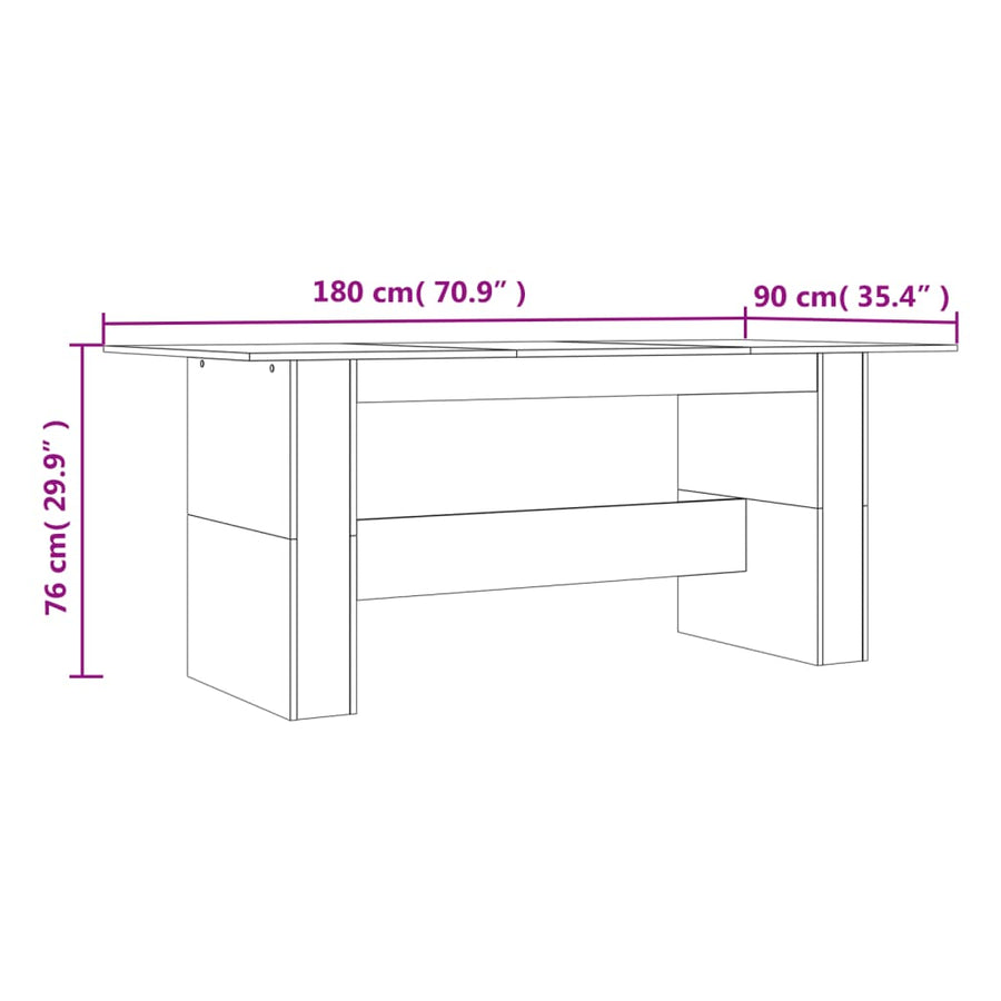 Eettafel 180x90x76 cm bewerkt hout gerookt eikenkleurig Gerookt eiken