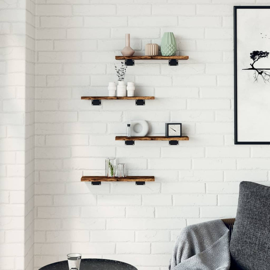 Wandschappen 40X10X1,5 Cm Bewerkt Hout Kleur Gerookt Eiken 40 x 10 x 1.5 cm